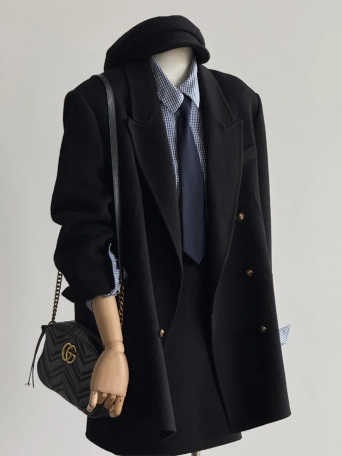 

Утепленное шерстяное пальто Bla Thiened для женщин, маленький размер, осень-зима, новая повседневная свободная модель в корейском стиле, с длинными рукавами