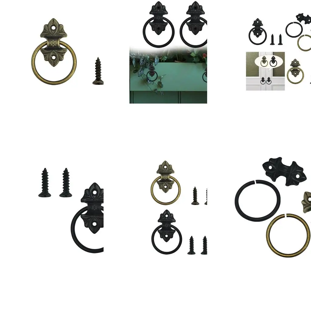  Bronzes Drawer Handles Dresser rings Pulls Traditional Rings Pull Knobs Vintage Cabinet Knob Metal for Cabinet Renovations
