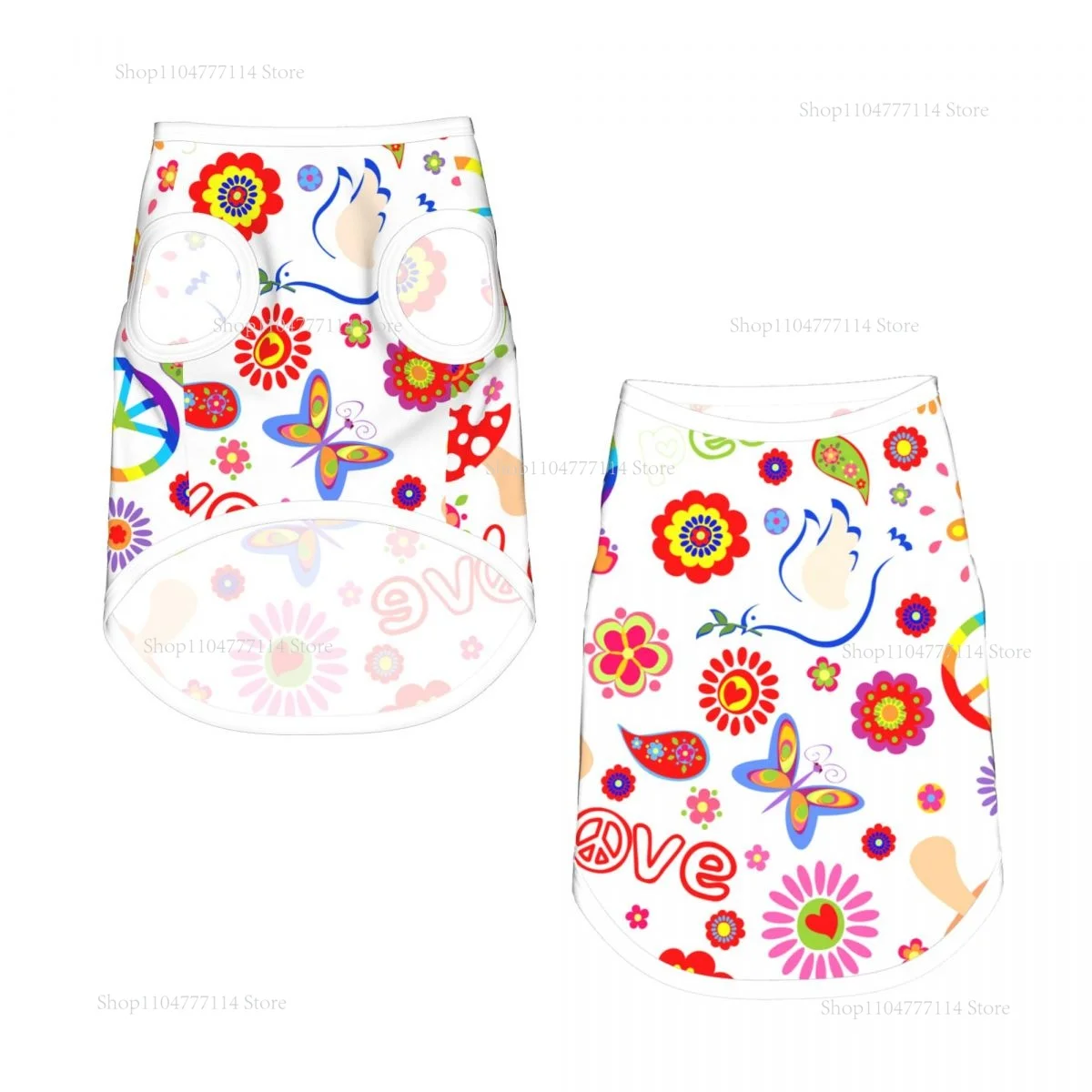 

Мир Хиппи Цветок Симбо Вырезка Голуб Собаки Рубашки Жилет Щенок Летняя Одежда Для Малых Собак Щенок Кошка Футболка Домашнее Животное