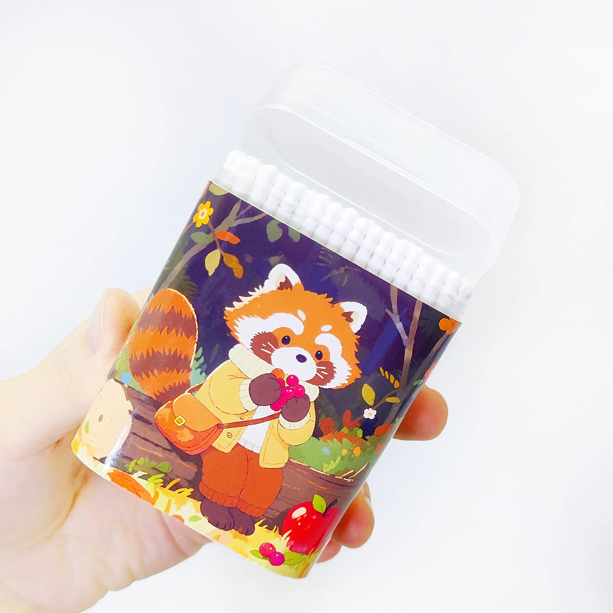 400 قطعة ليتل الراكون الخريف موضوع مزدوج الرأس غرامة عصا القطن عصا المسمار جولة متعددة الوظائف القطن مستنقع عصا.