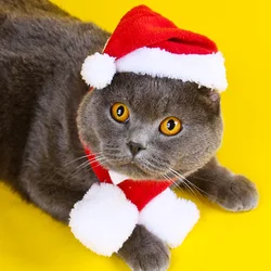 Christmas Hat Pet Costume Halloween Cat Clothes Santa Hat Dog Ornaments Party Cosplay Props  Puppy Costumes Scarf Pet Supplies