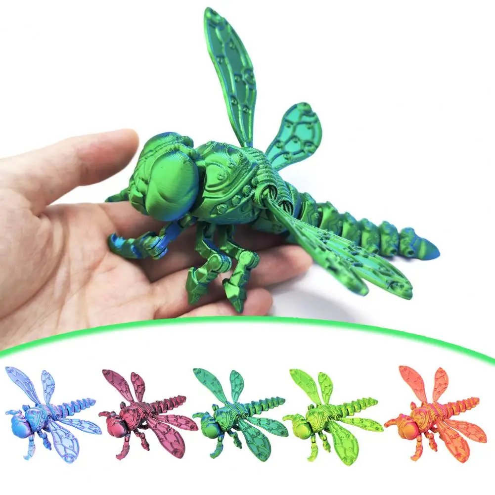 3D Printed Dragonfly Figurine Articulated Dragonfly Model with Movable Joints Stress Relief Fidget Toy Desk Decoration