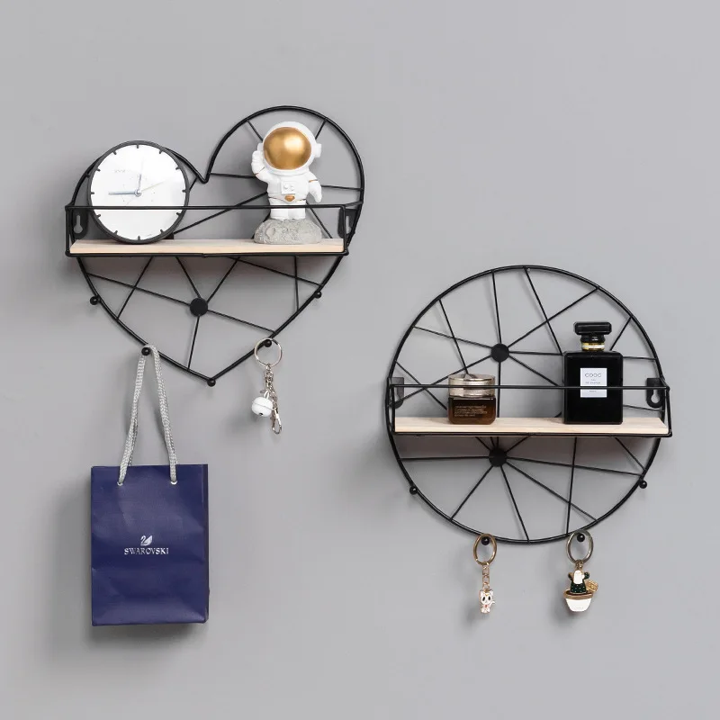 Black Heart-shaped Wall Hanging Rack Bedroom Multifunctional Storage Debris Room Decoration