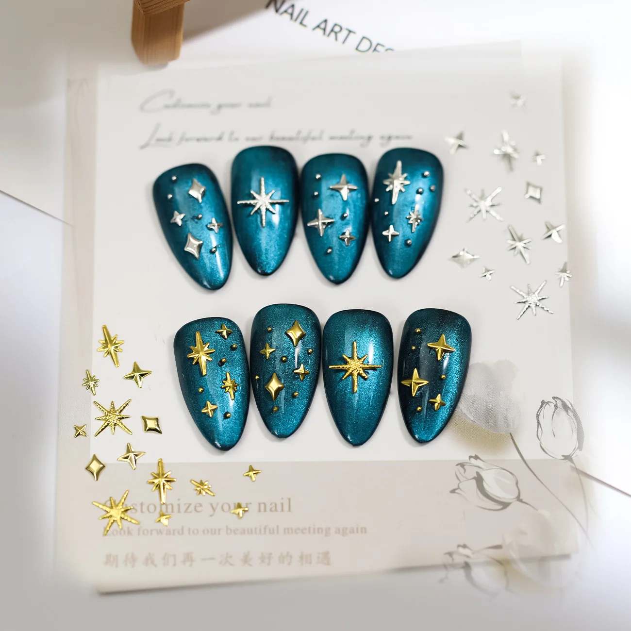 6 Griglie/Bag Punk Oro Argento Illuminazione Starlight Stella Rivetti Borchie Lega Unghie artistiche Strass Decorazioni Manicure Set di ciondoli fai da te