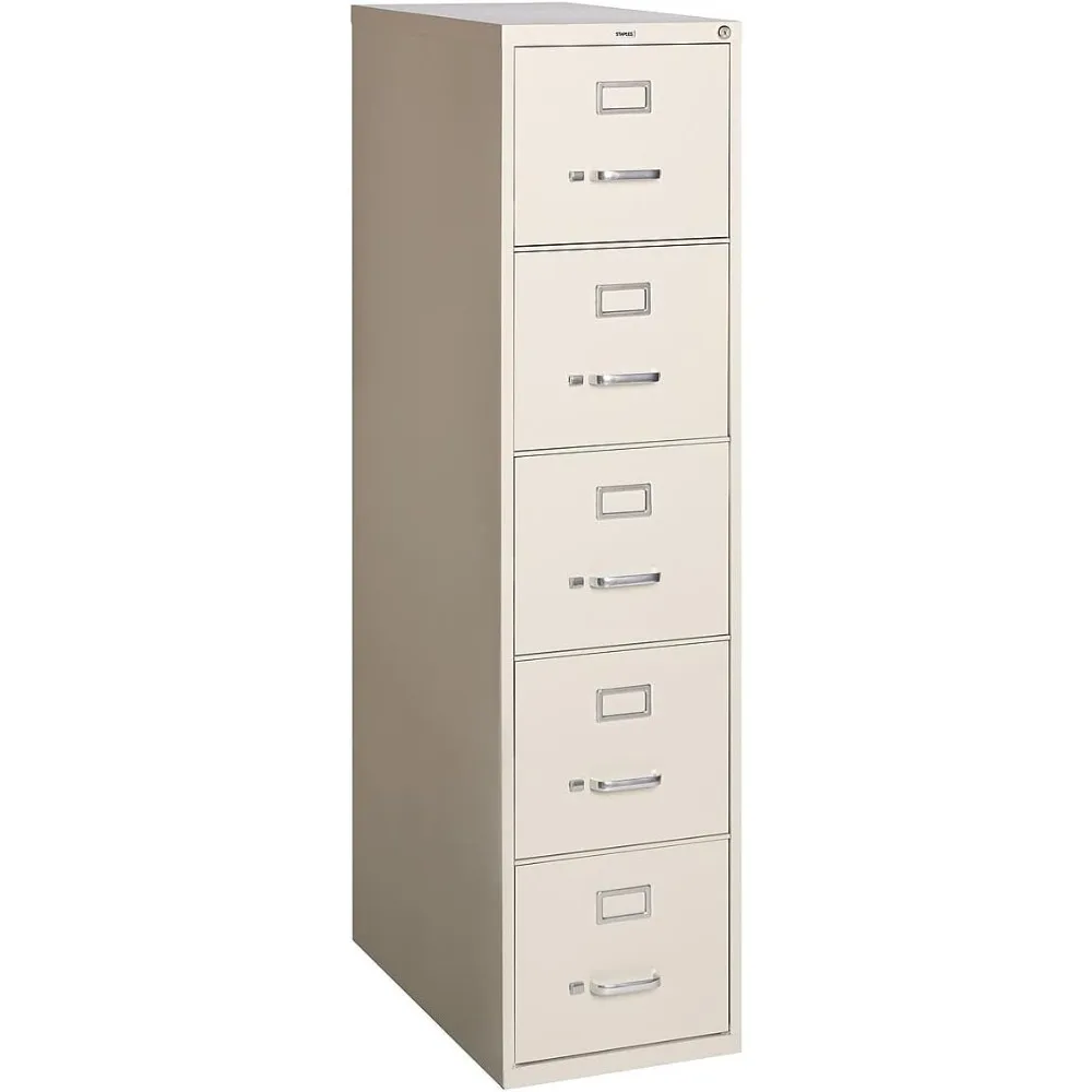 

5-Drawer Vertical File Cabinet, Letter Size Documents, Lockable, 26.5" D x 14.9" W x 63.98" H, Putty/Beige