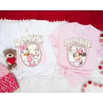 復古迪士尼米妮粉紅花卉茶杯圖案T卹,米妮和黛西迪士尼閨蜜裝,80年代迪士尼風T卹,女孩生日禮物 10 最佳銷售 黛西迪士尼 - №3