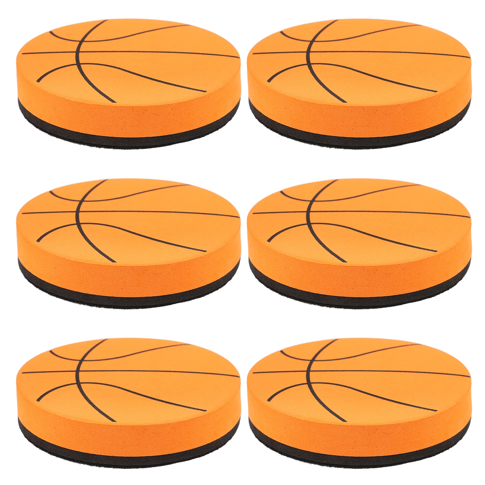 

6 Pcs Yellow Basketball Whiteboard Eraser EVA Felt Portable Dry Erase Board Erasers Classroom Office Washable Long Lasting