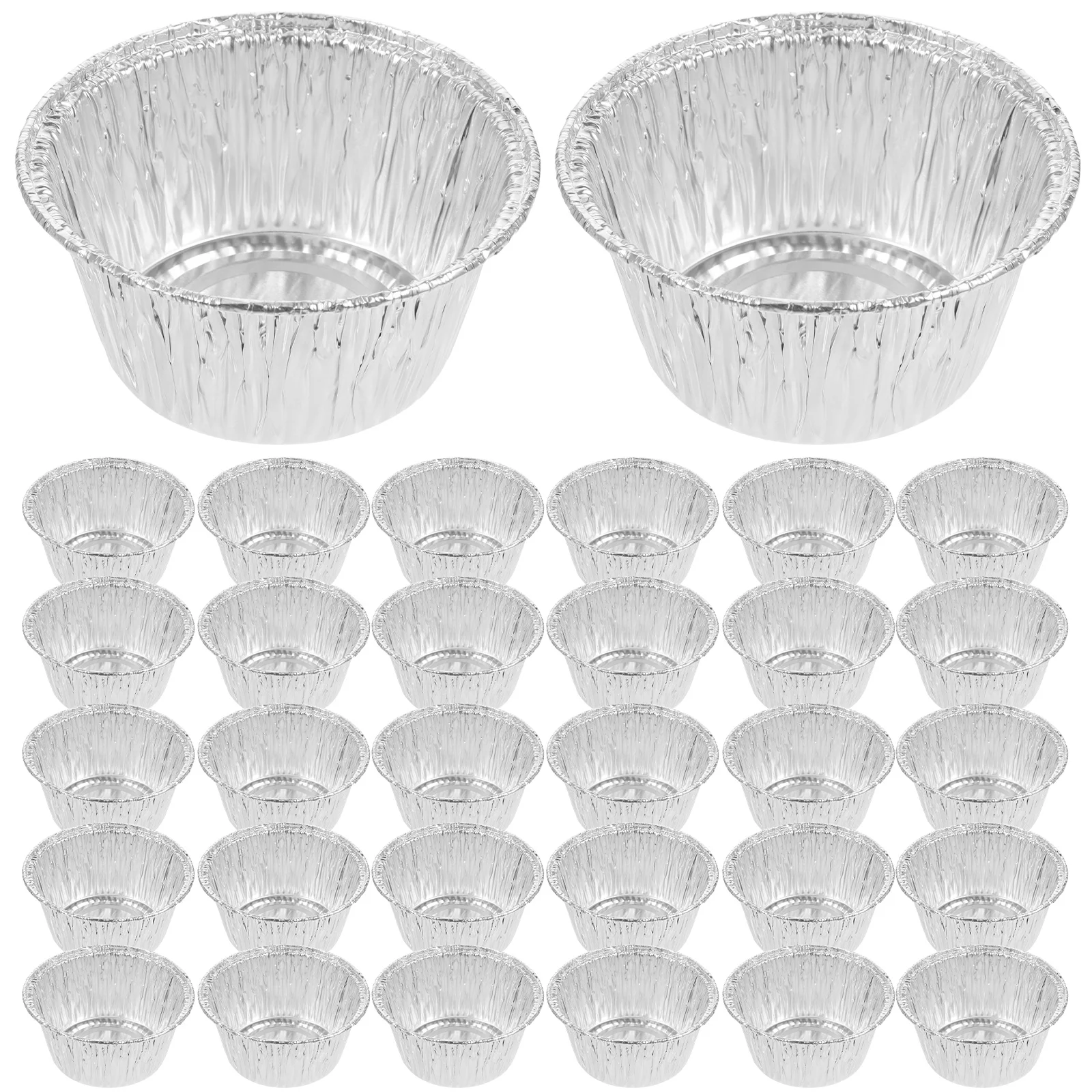 100 Pcs Round Egg Tart Tins Cups Foil Aluminum Muffin Baking Molds Disposable Tarts