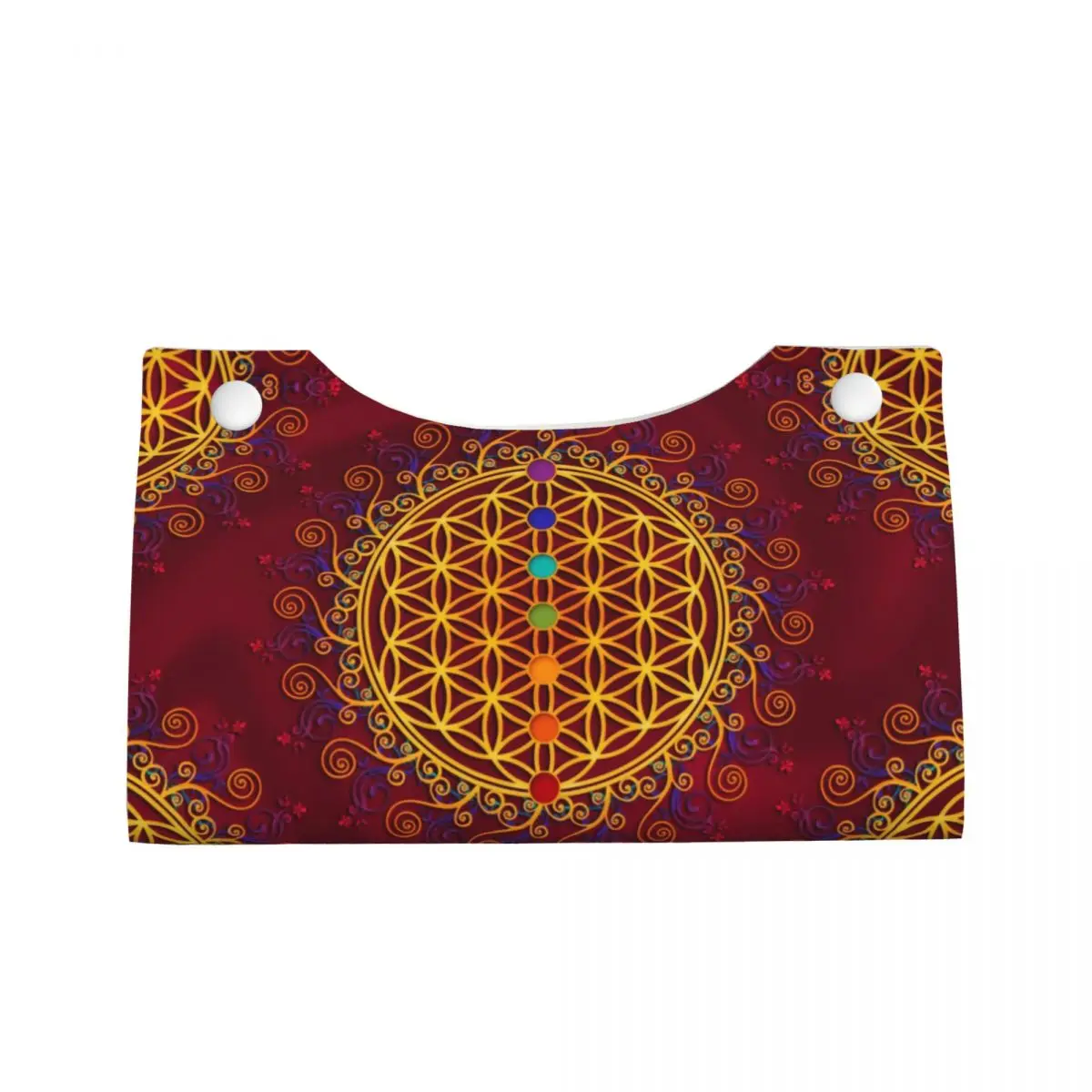 Custom Flower Of Life Tissue Box Cover for Bathroom Office Spirituality Yoga Zen Mandala PU Leather Rectangular Facial Tissue