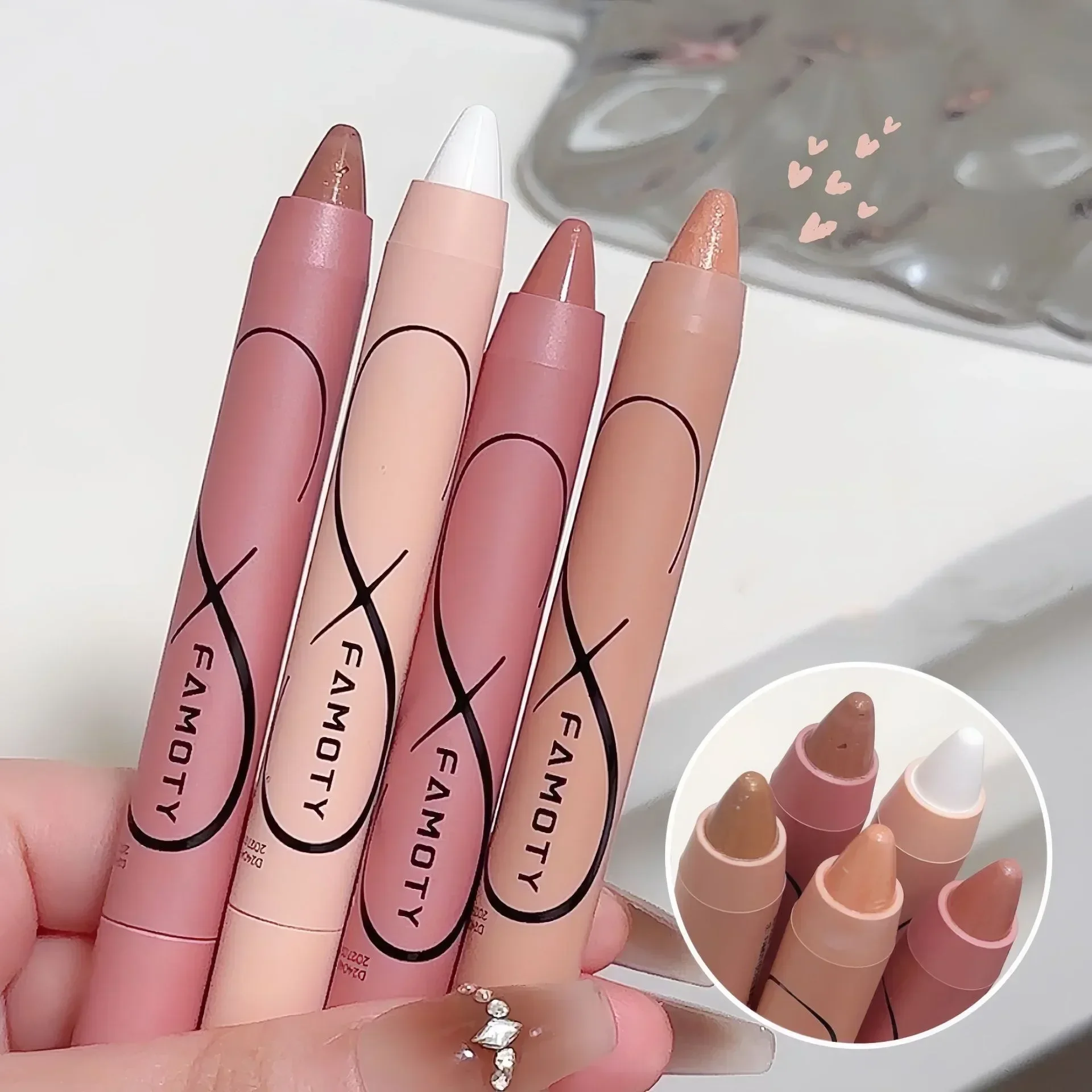 Highlighter Pen Matte White Lying Silkworm Pearlescent Eyeshadow Stick Brightening Pearl Eyeliner Waterproof Glitter Eye Shadow