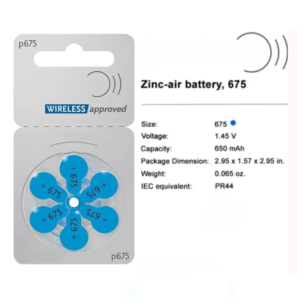 

P675 Hearing Aid Battery 60PC 675/A675 Zinc Air Hearing Aid Batteries 1.45V 675A A675 675 PR44 Battery for Deafness