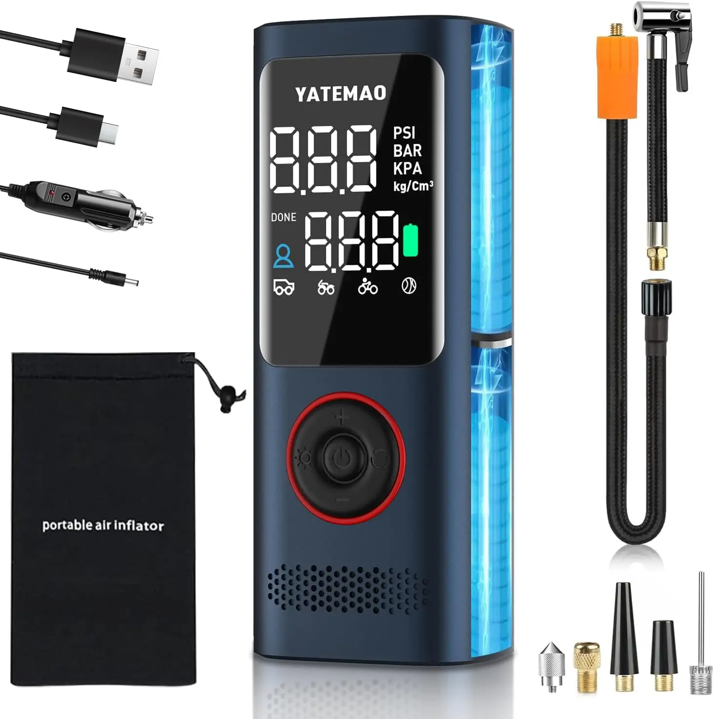 

Portable Tire Inflator 25000mAh 160PSI with LCD Digital Gauge - Cordless Air Pump for Car, Bike, Motorcycle, Ball