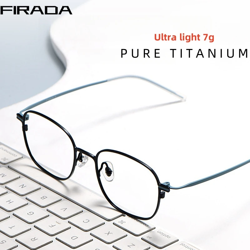 FIRADA Fashion Business Glasses Retro Luxury Pure Titanium Eyeglasses Comfortable Prescription Eyewear Frame Men Women HM5001P