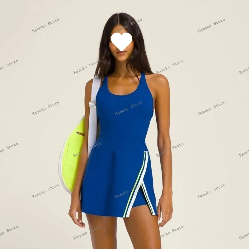 Tennis Skirt Women's Badminton Sports Dress Running Quick-drying Slim Fit with Chest Pad Contrasting Color Clothing Anti-light