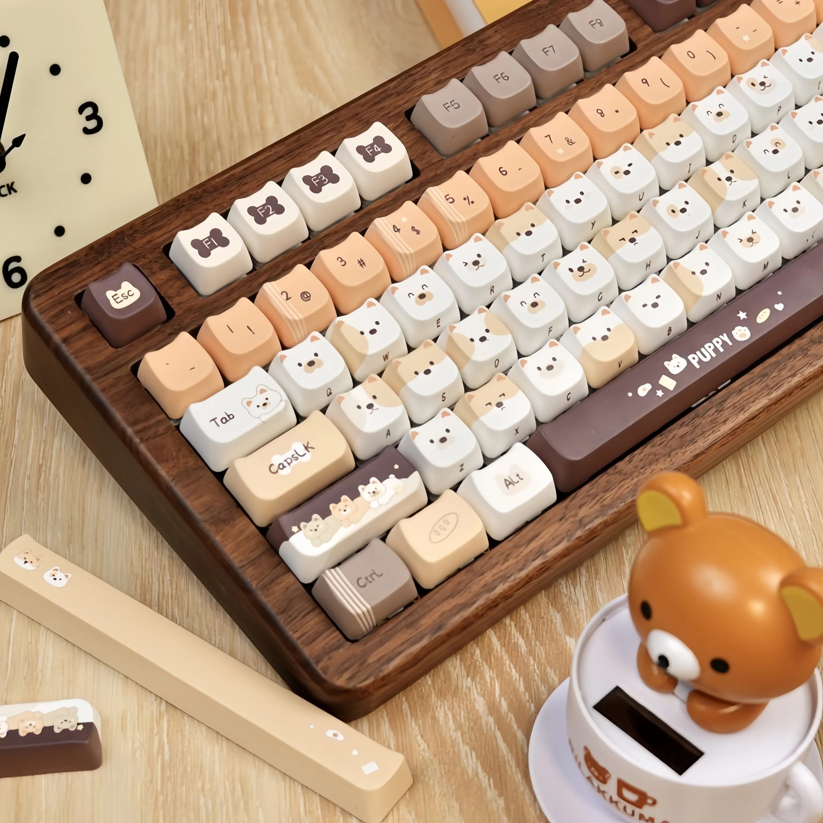Cute Puppy MAO Profile Custom Keycap 130 Keys Set Five Side Dye Sublimation PBT Keycaps for MX Switch Mechanical Keyboard