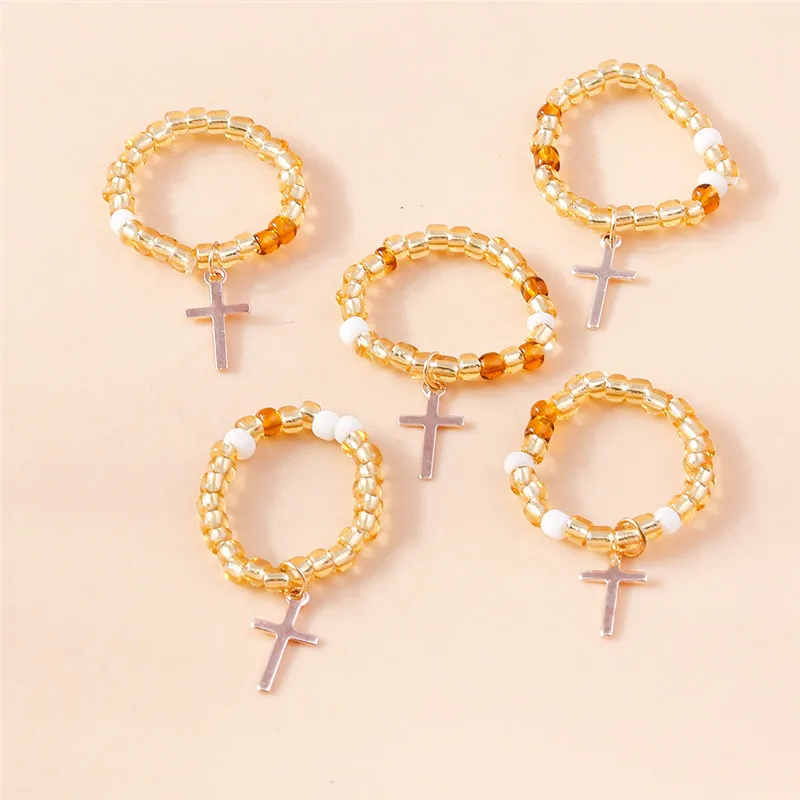 Aihua Koreanische Bunte Blume Ring Sets Böhmen Handgemachte Multi Perlen Reis Perlen Finger Ring Für Frauen Strand Schmuck Geschenke – Detail 9