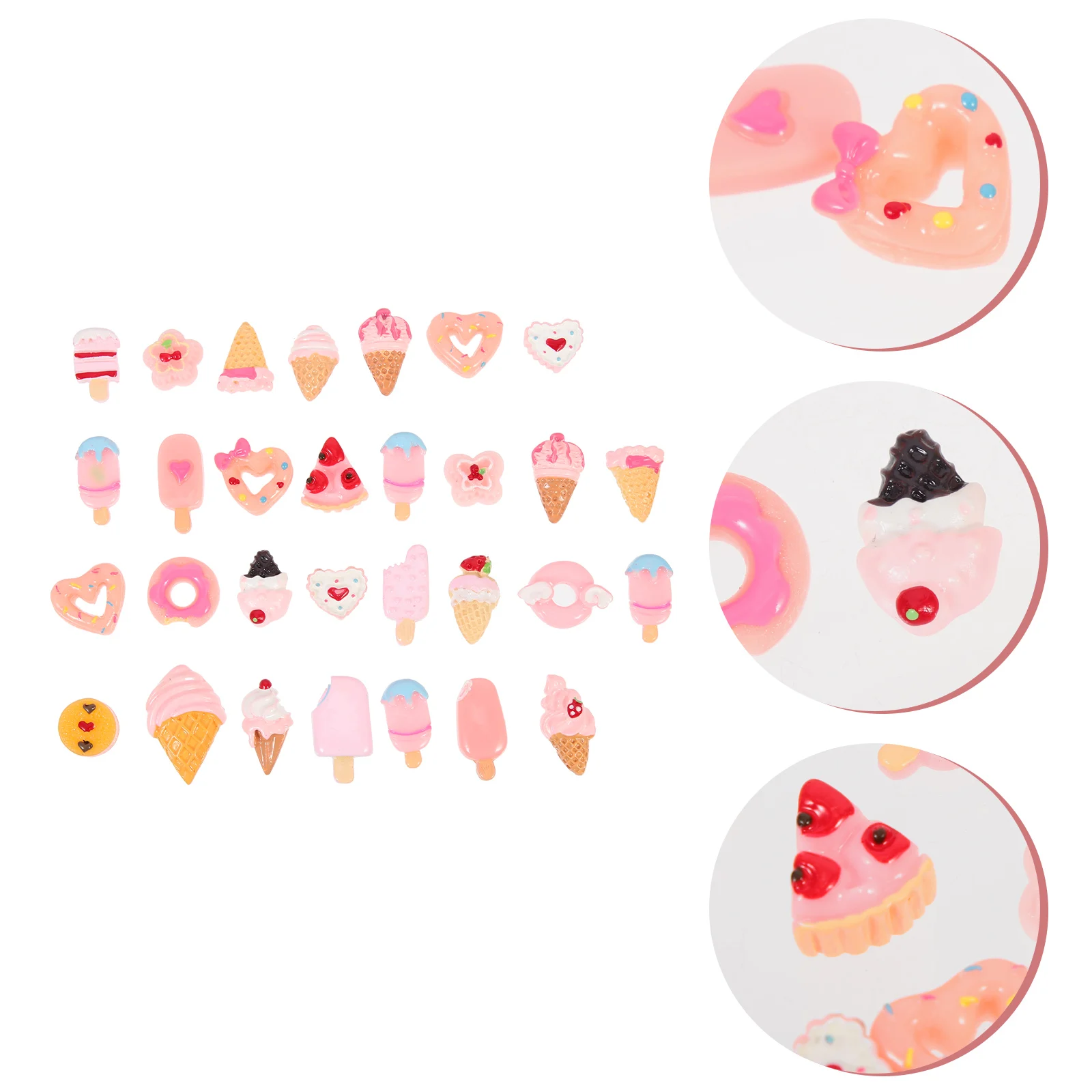 

30 Pcs Simulated Food Nail Jewelry Creative Phone Case Charms Accessories DIY Mini Ornament Resin Miniature