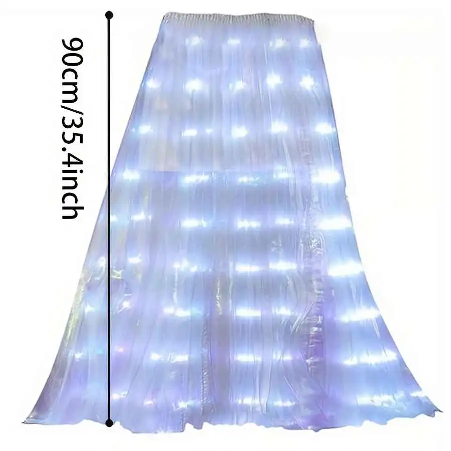 1 luminous dress, white dance props, belly dance performance costumes, suitable for: holiday gift (built-in lithium battery)