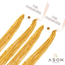 ASONSTEEL Punk Gold Color Round Beaded Chains Necklaces 10pcs/Lots Stainless Steel Necklace Hiphop Jewelry Collier Femme Lobster