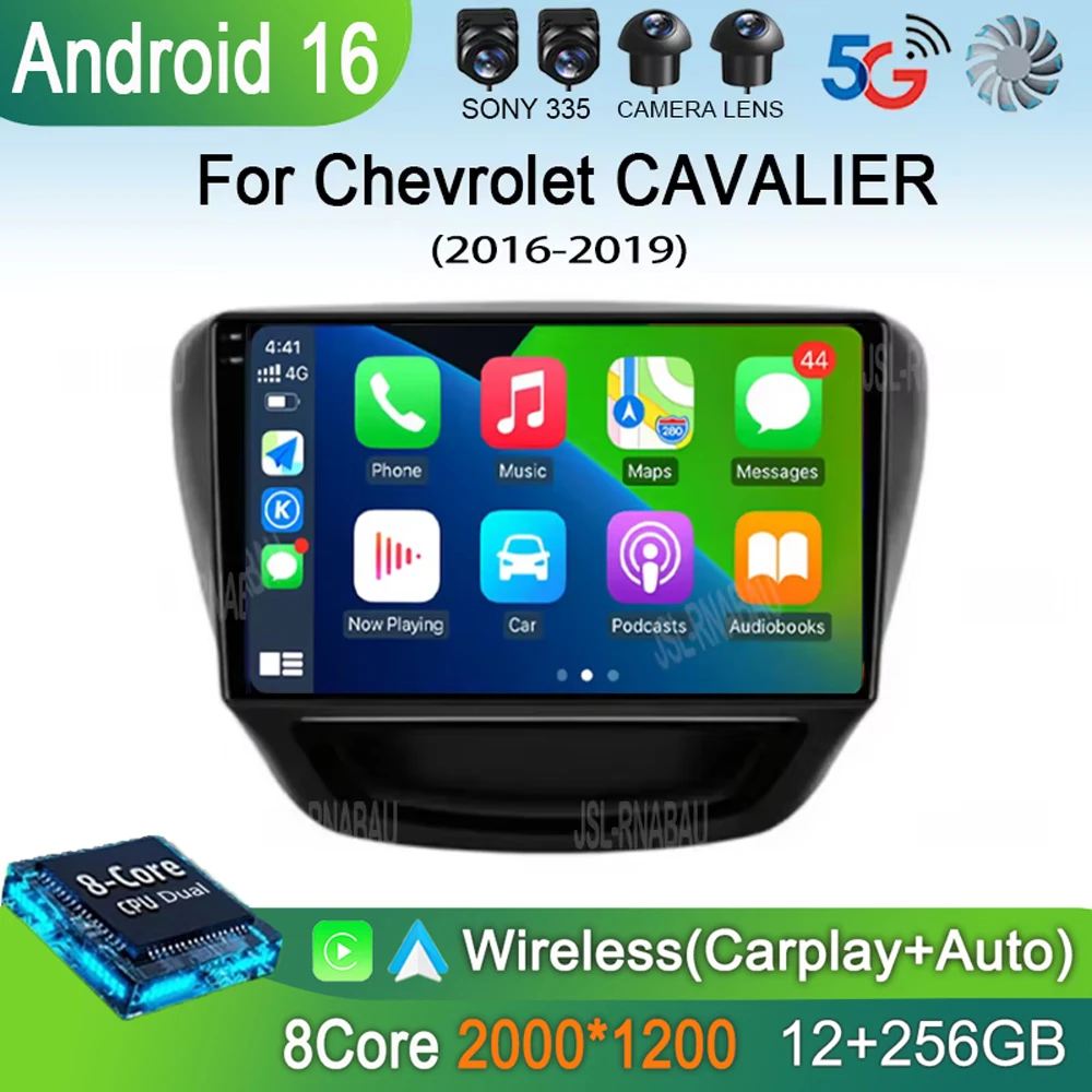 Radio para Auto Android 16 para Chevrolet CAVALIER 2016 2017 2018 2019, Carplay, GPS, Multimedia, Reproductor de Video Estéreo, Unidad Principal 2 Din