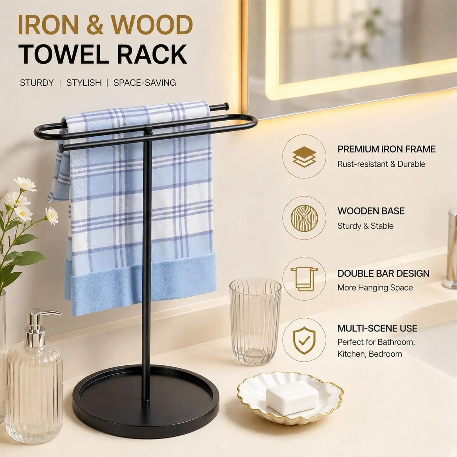 Hand Towel Stand Countertop S-Shape Dishcloth Storage Hanger Non-Slip Hand Towel Stand For Kitchen Home Apartment Dormitory