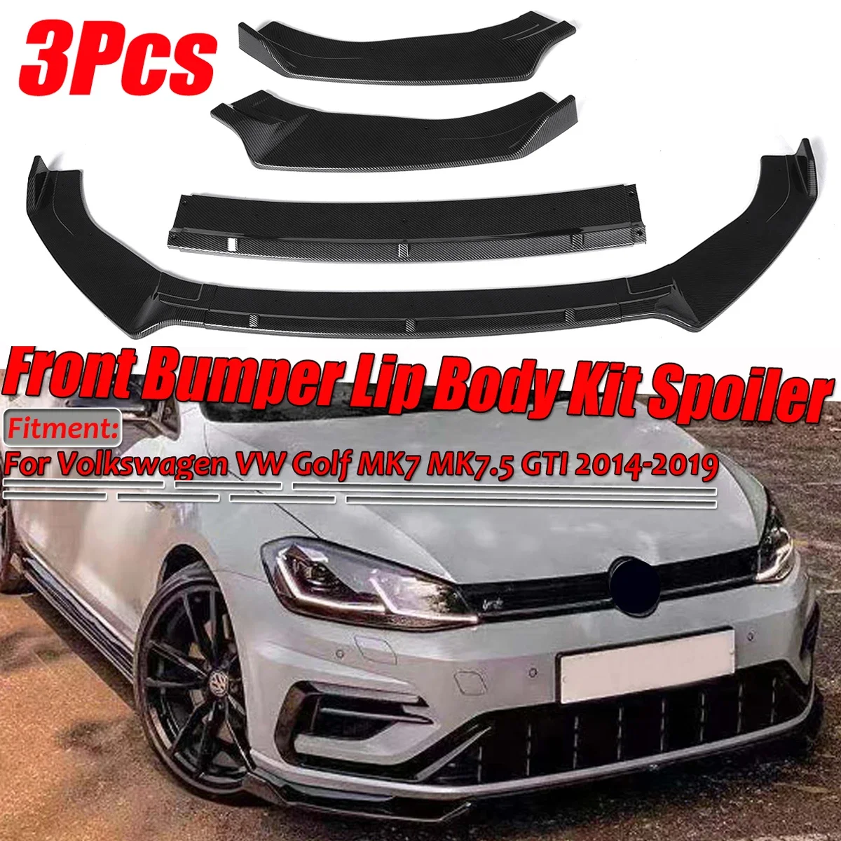 3Pcs Car Front Bump…
