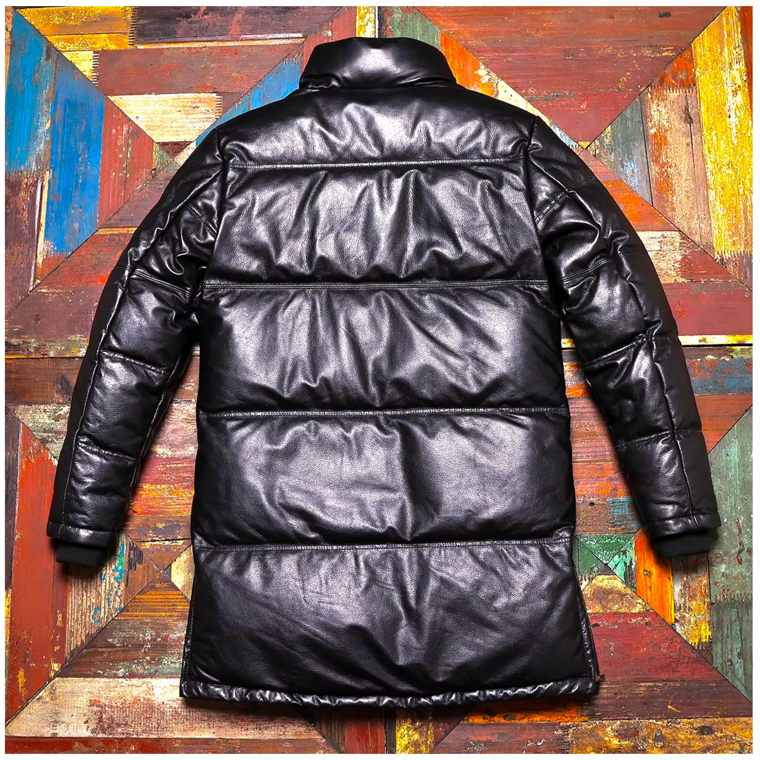 Black Long Winter Leather Down Jacket Stand Collar Plus Size 5XL Genuine Natural Cowhide Thick Warm Leather Coat