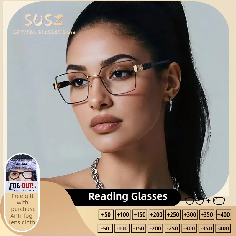 

SUSZ Women's Geometric Reading Glasses New Fashion Trendy Ultralight Comfortable Durable Anti Blue Light UV400 Anti Glare HD