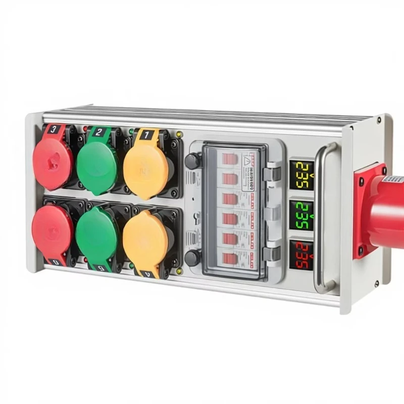 6 Channels Manual Switch 3 Phase Voltage Indicator Waterproof Power Distribution Dimmer 32A 5 Pin Input 16A 3 Pin Output