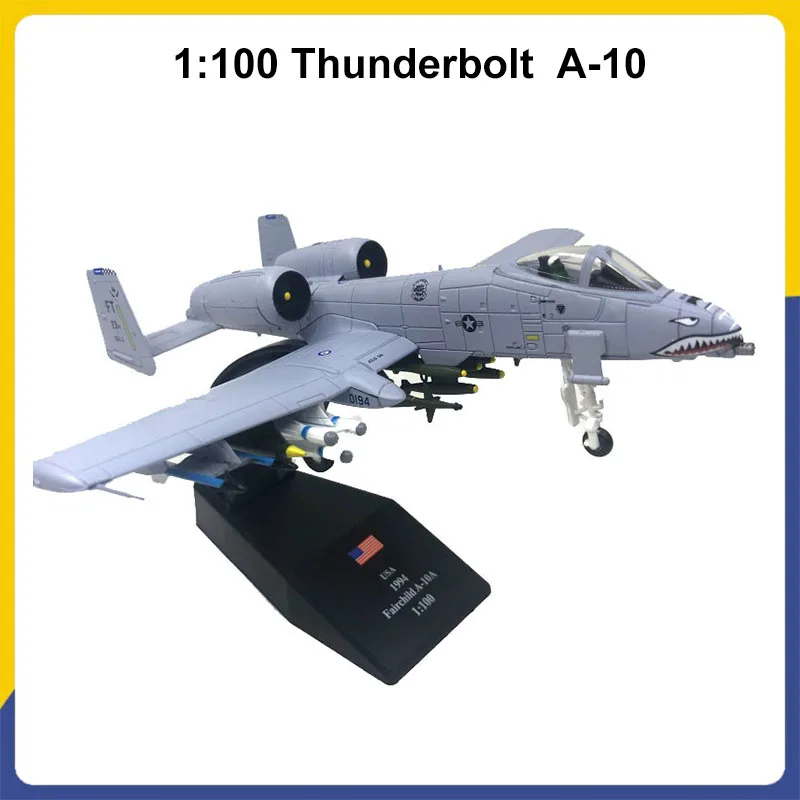Alloy Die-Casting Aircraft Model Ns Model 1:100 Thunderbolt Thunderbolt Attack Aircraft Great Shark Mouth A-10 Fighter Model