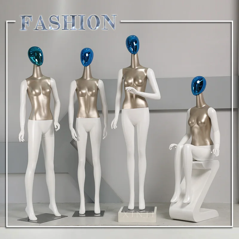 Nice Costume Mannequin Shelf Full Body High-end Movable Head Electroplating Head Fashion Female Model