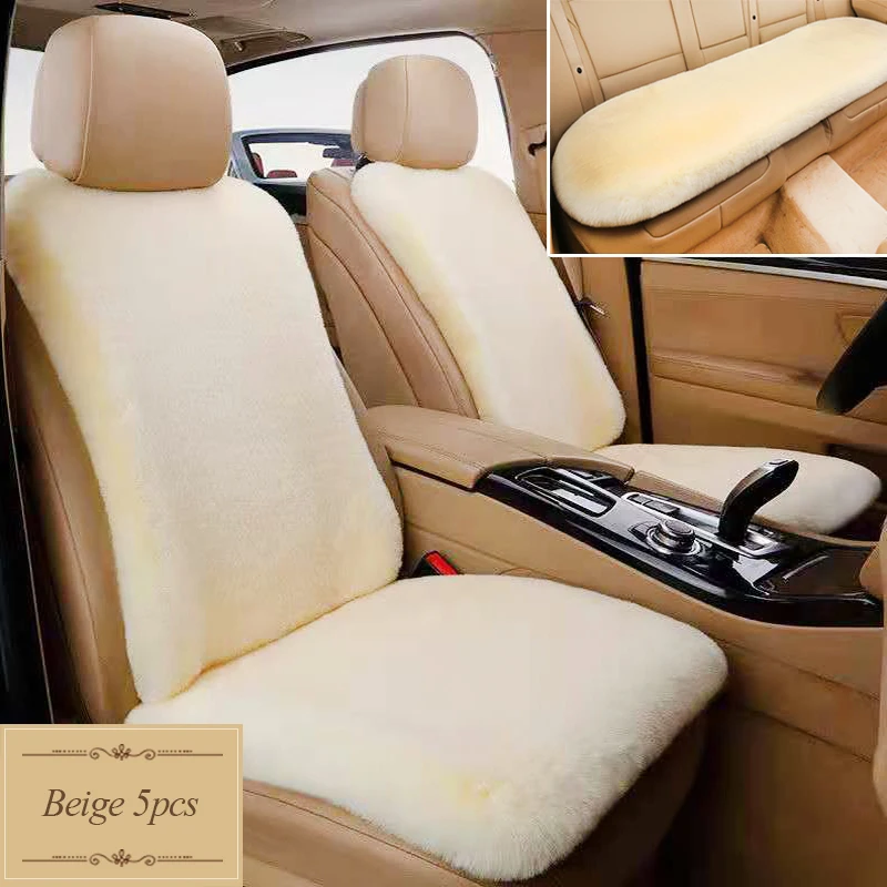 

5pcs Car Seat Cover Protector Accessories Artificial Plush Warm Car Interior Covers Auto Cushion Cover 5 Seat Universal Size