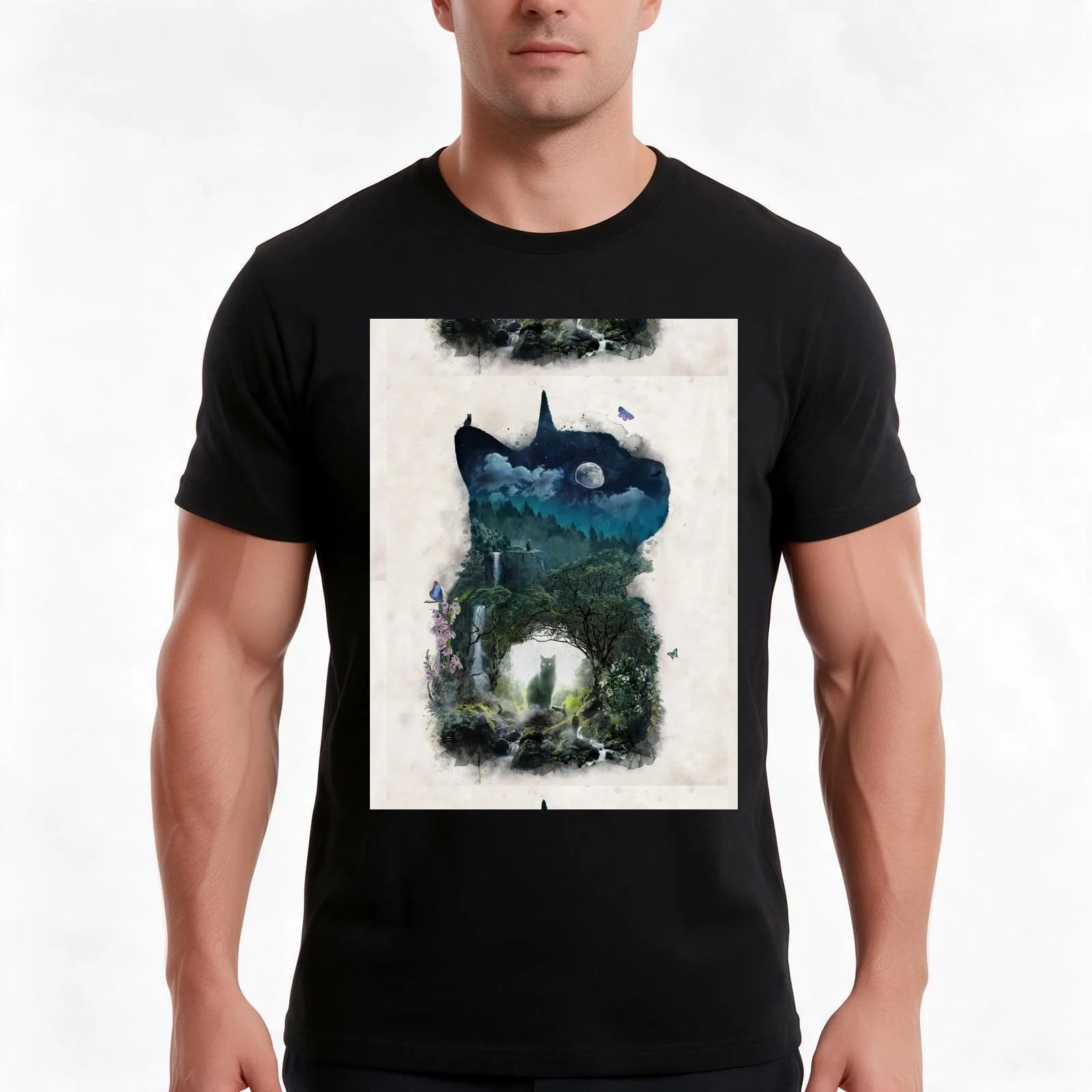 The Cat Realm T-Shirt, Cool Short Sleeve T Shirt, Loose Casual Summer Unisex Top