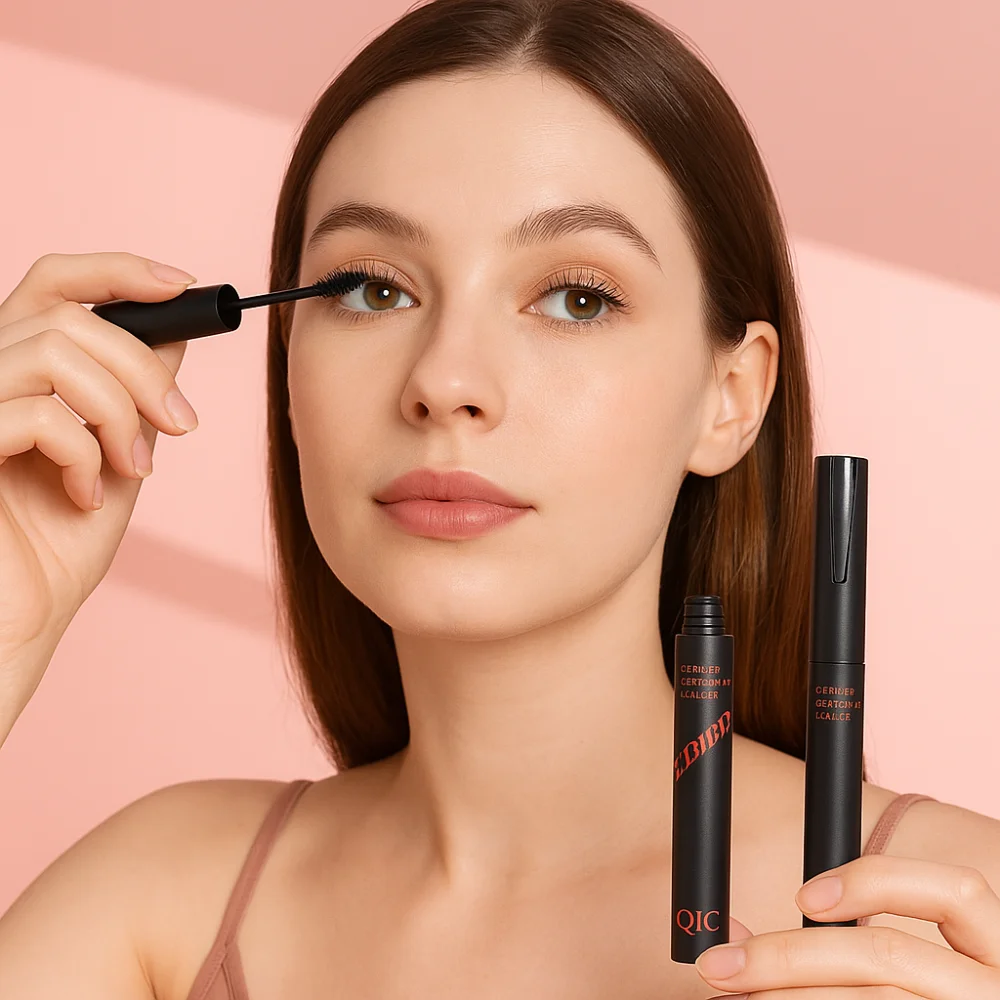 Długotrwała wodoodporna maskara do rzęs z czarnym tuszem, szybkoschnąca, wydłużająca rzęsy, z włóknami jedwabiu, naturalny wygląd, odporna na rozmazywanie.