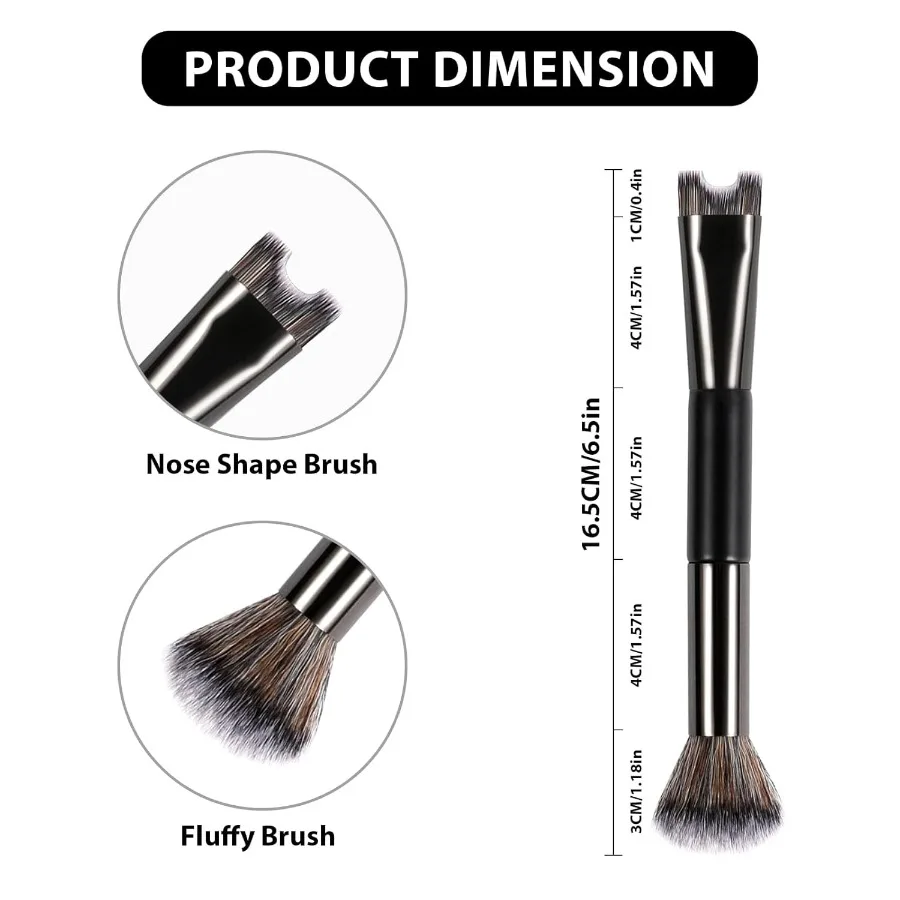 2PCS 2-in-1 Nose Contour Brush, Dual-Ended U Shape for Precision Sculpting & Blending, Professional Defining Makeup Tool