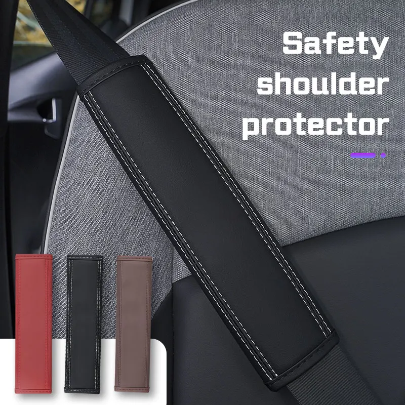 For Porsche Panamera Macan 718 Taycan 911 Cayman Boxster 9ya Accessories Car Seat Belt Nappa Leather Safety Belt Shoulder Covers