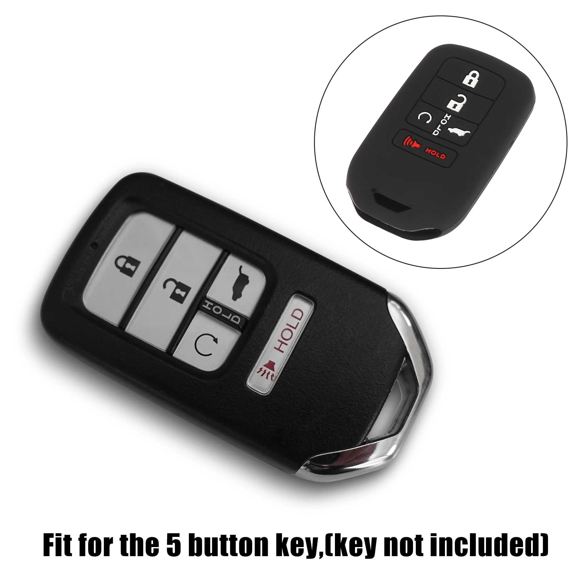 X Autohaux Car Key Fob Cover 5 Button Remote Shell Protective Silicone 1/2/3pcs For Honda Accord Civic CR-V Pilot 2015-2019