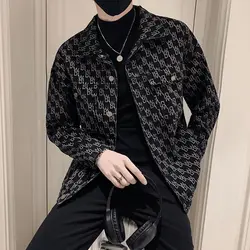 Fashion Stylish Luxury Turn-down Collar Single Breasted Jackets for Men Autumn and Winter Streetwear Casual Coat Men Clothing