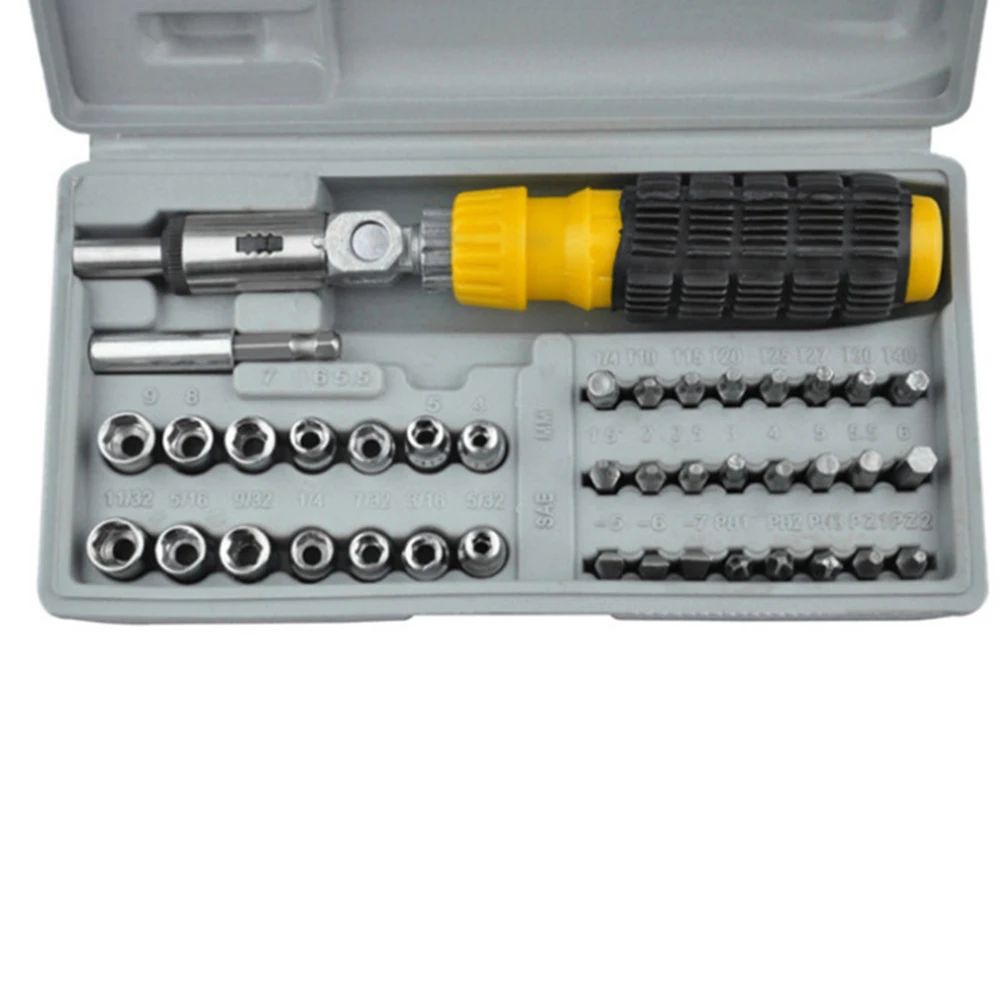 

41pcs Multi-Function Screwdriver Set Durable Steel Wrench Comfortable Handle Reversible Ratchet Tool
