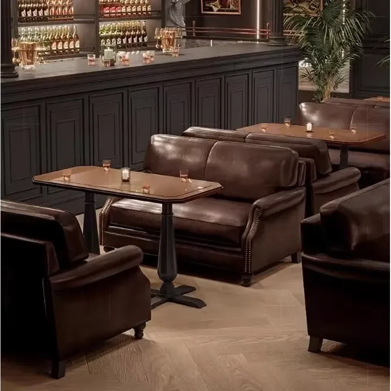 Factory Custom Retro American Sofa & Table-Chair Set Commercial Seating for Bars Western Restaurants Music Cafés & Cafés