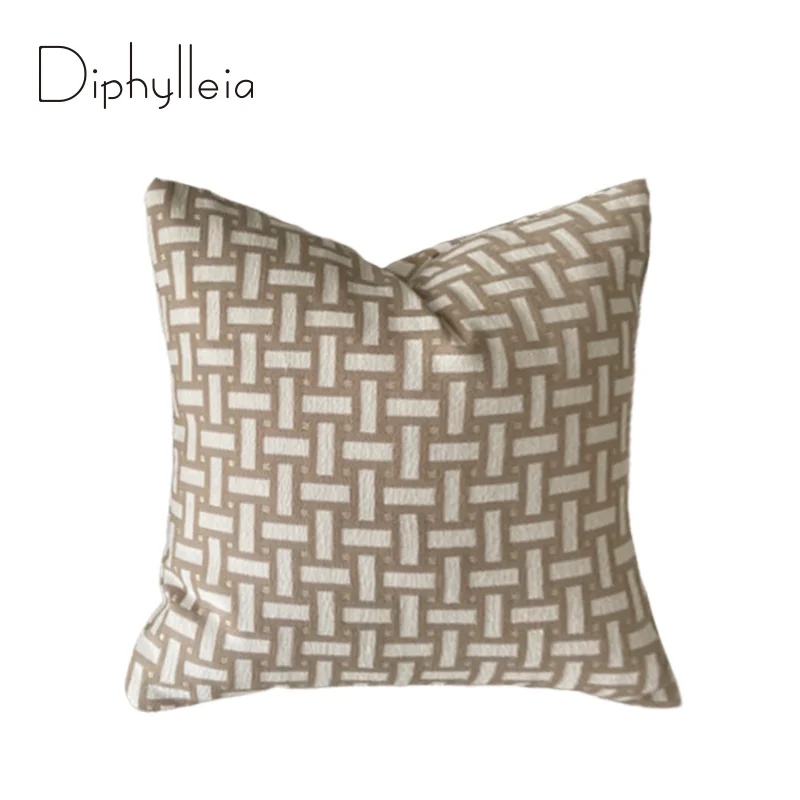 Diphylleia H Style Tiled Geometric Patterns Jacquard Throw Pillow Covers Modern Medieval Cushion Case For Living Room Sofa Couch