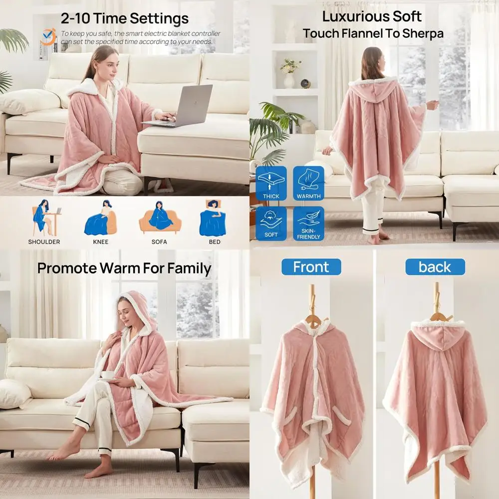 

Розовое электрическое одеяло с подогревом, 6 режимов, таймер 2-10 часов, 50x60