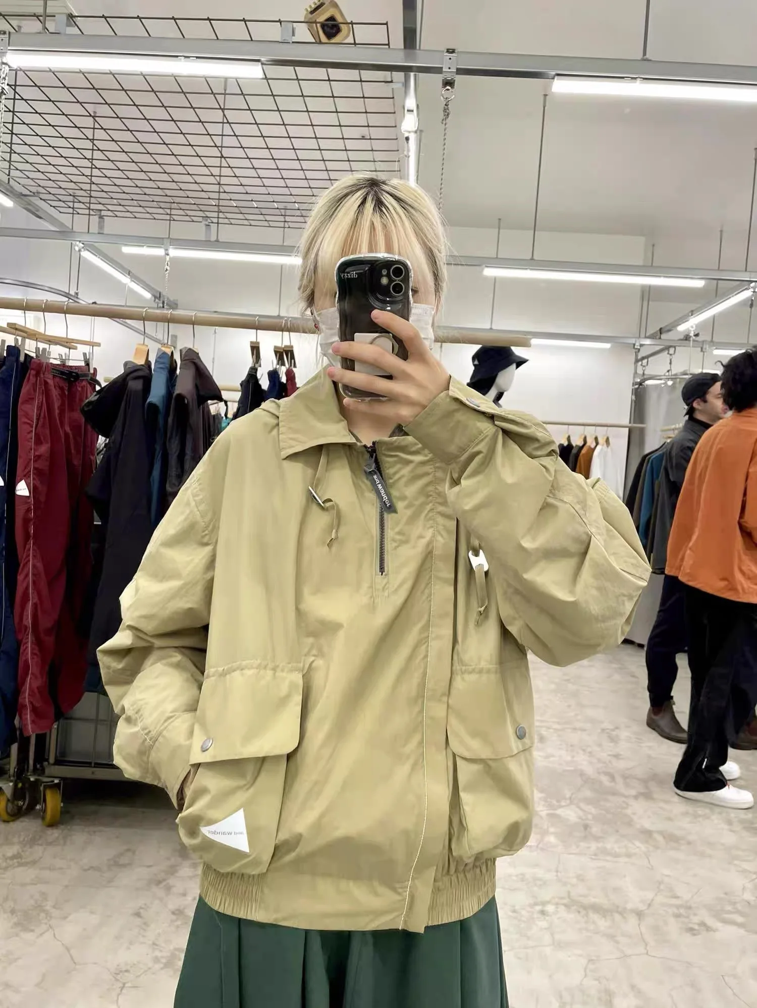 

Double Layer Long Sleeve Jacket And Wand Casual High Waist Loose Fit Outerwear for Autumn And Winter Season Zipper Closure