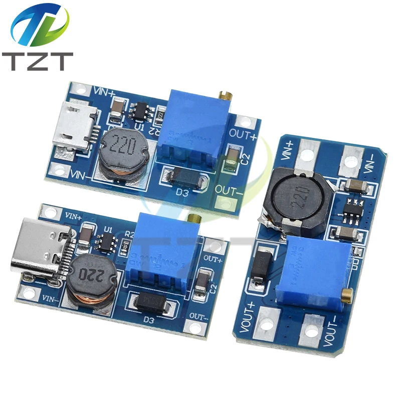 MT3608 DC-DC Adjustable Boost Module 2A Boost Plate Step Up Module with/without MICRO USB 2V-24V to 5V 9V 12V 28V image 3