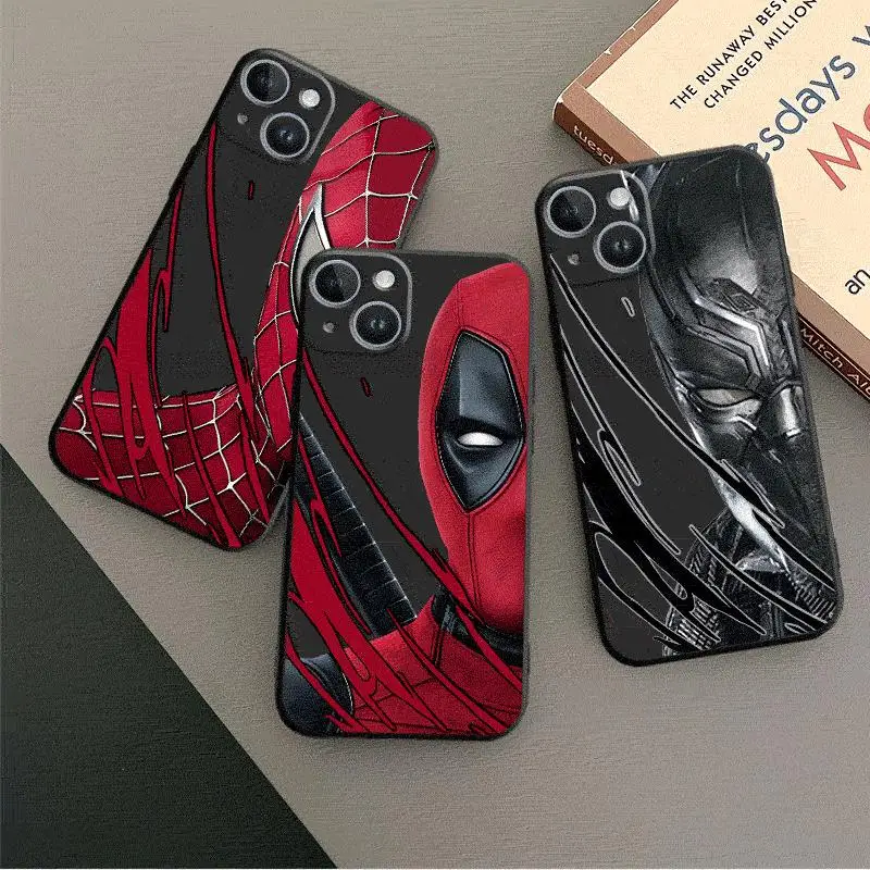 Marvel Spiderman Deadpool Cover Phone Case for iPhone 16 14 13 15 Pro Max 11 Pro 12 Mini SE X XS Max XR 7 8 TPU Soft