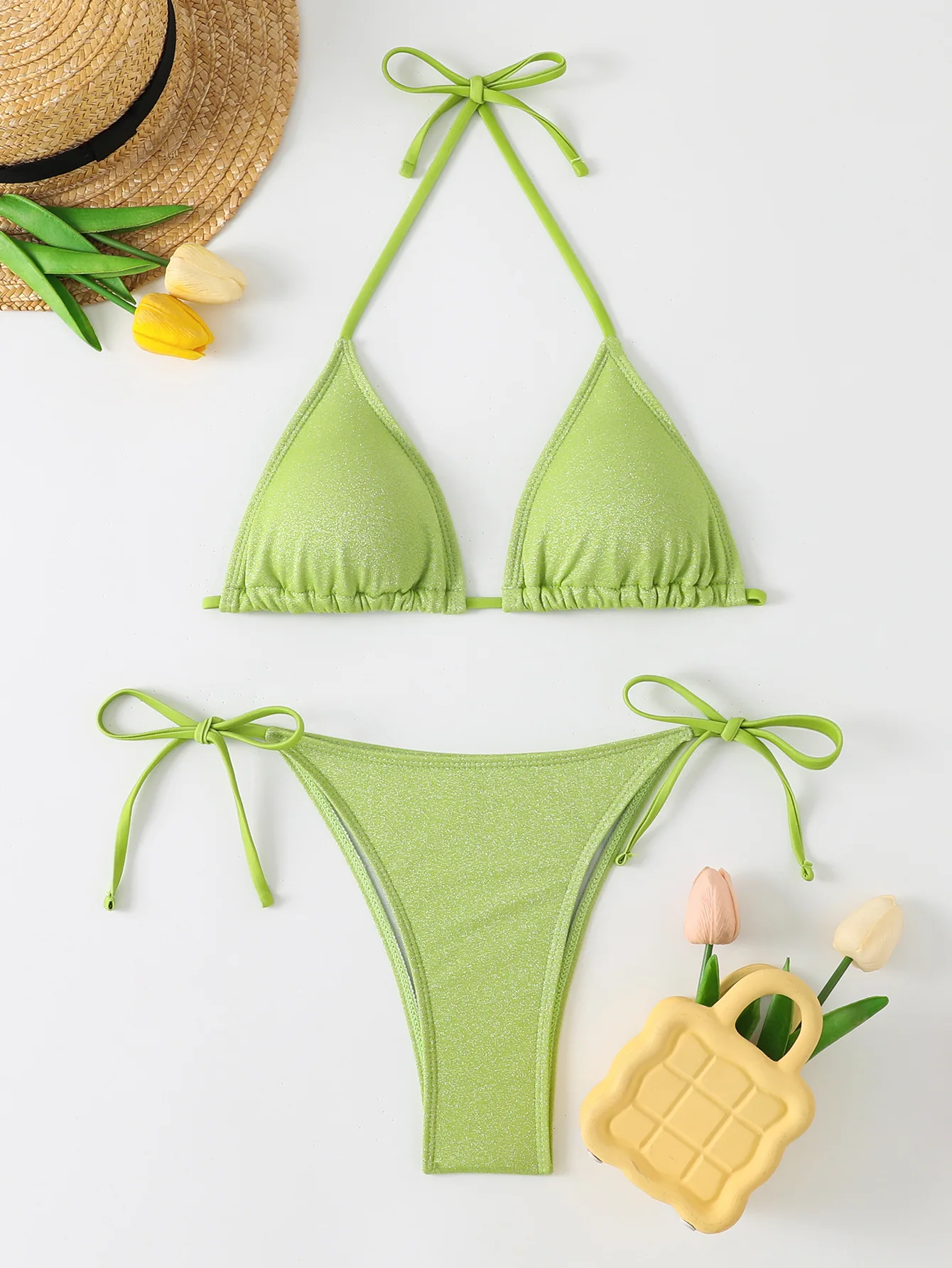 

Sexy Green Purple Bikini 2025 Women Swimsuit Female Swimwear Thong Bikinis Set Brazilian Beach Wear Bathing Suit Strings Biquini