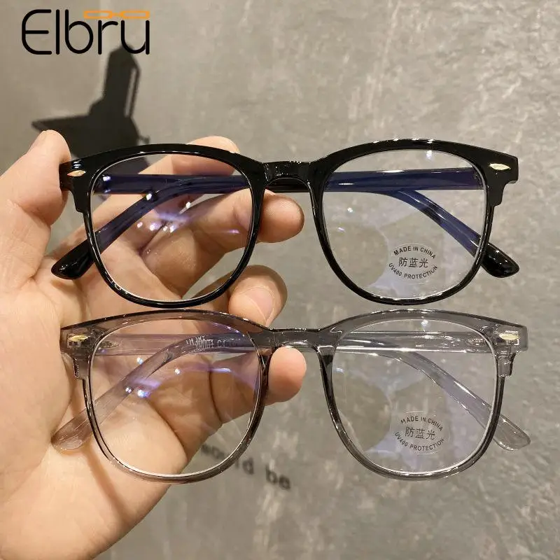 Elbru – lunettes Anti-lumière bleue, pour myopie, pour homme et femme, verres ronds clairs, myopie, pour ordinateur, pour myopie, pour myopie,