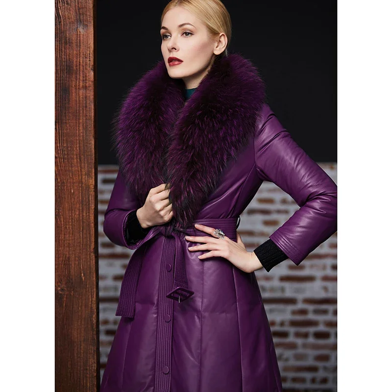 Tajeyane-abrigos de lujo de alta calidad para mujer, chaquetas de piel de mapache con cuello de piel de oveja, ropa elegante para mujer, Invierno