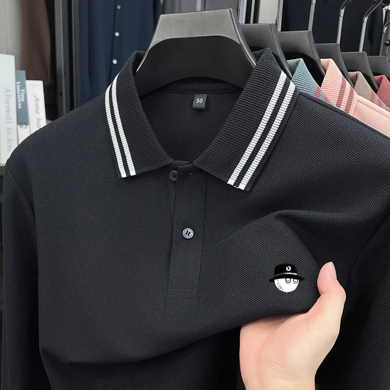 Autumn Long-Sleeved Men's Golf Brand New Style Polo Shirt Fashion Printed Top Comfortable Breathable Casual Business Man T-Shirt