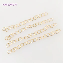 18k Gold Plated 5cm Extension Chain, Water Drop Shape End Beads, For Necklace Bracelet Extender Chains Making